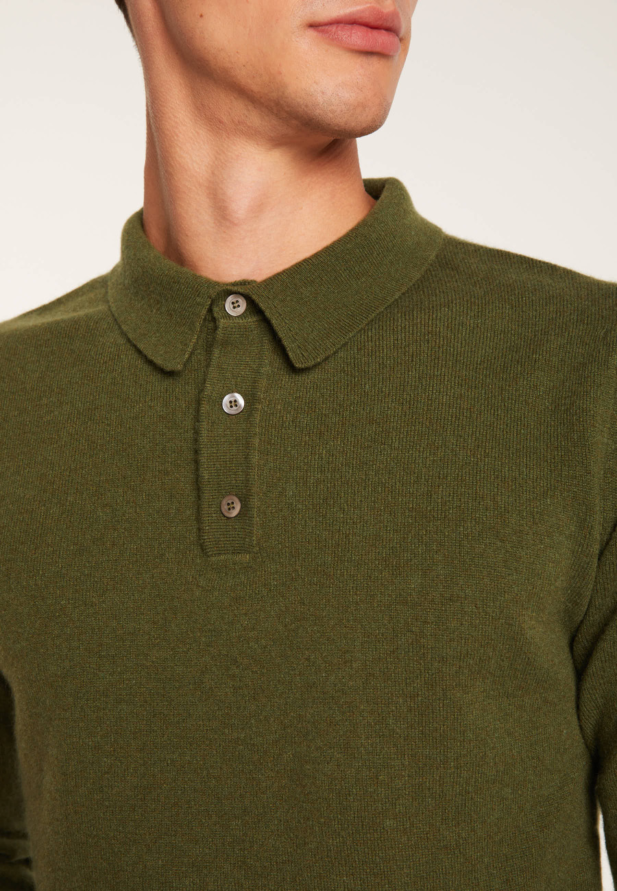 long-sleeved polo shirt in 100% cashmere-BILLY