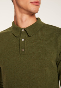 long-sleeved polo shirt in 100% cashmere-BILLY