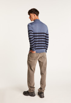 Striped wool sweater with high neck collar - Lazar
