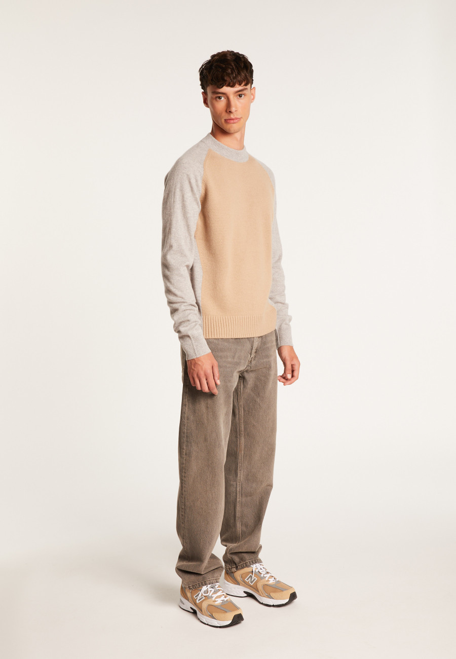 Two-tone cashmere sweater with raglan sleeves - Amalfi