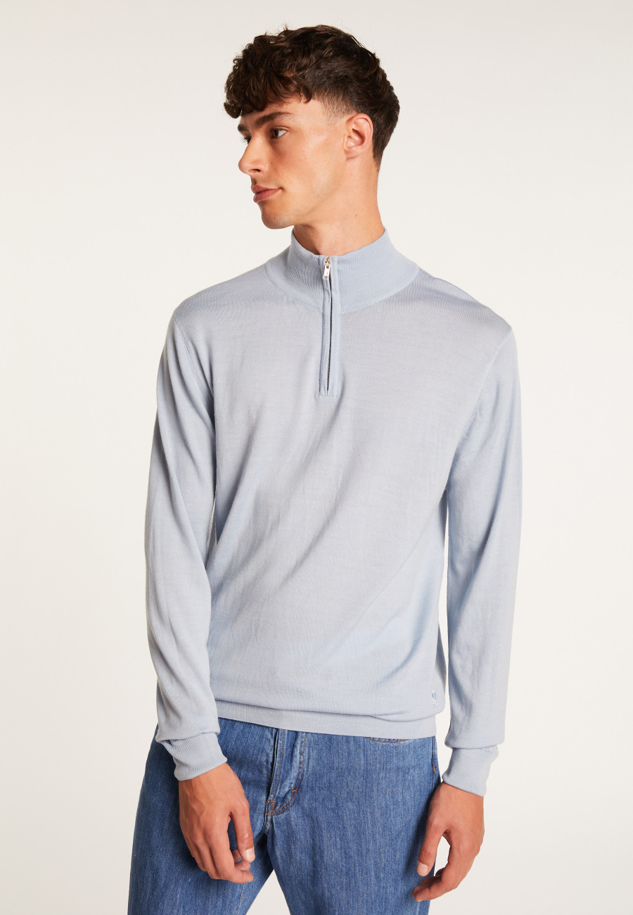 Trucker neck sweater with logo in merino wool - Ryan