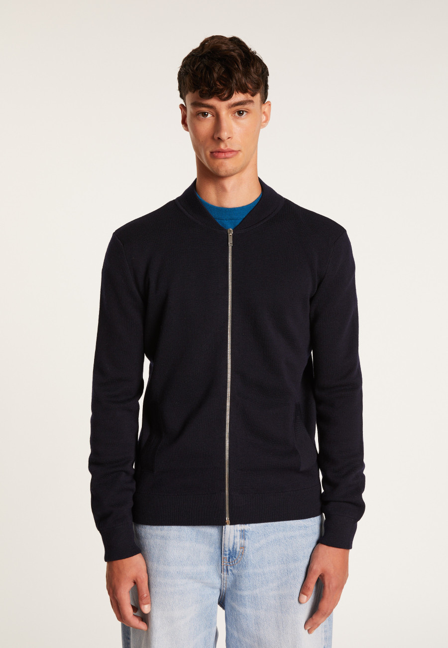 Zipped jacket with pockets in merino wool - Archibald