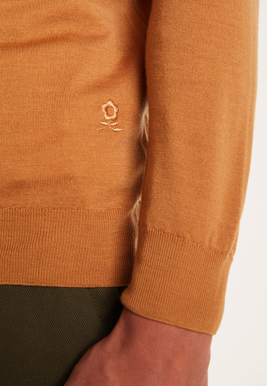 Zipped cardigan with logo in merino wool - Estian