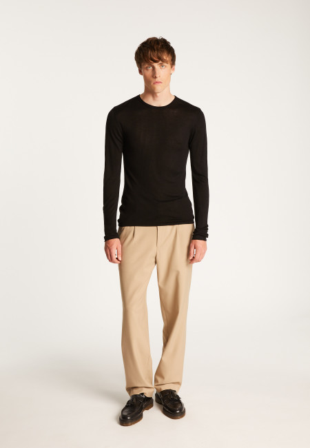 Cashmere bamboo fiber crew neck sweater - Taffy