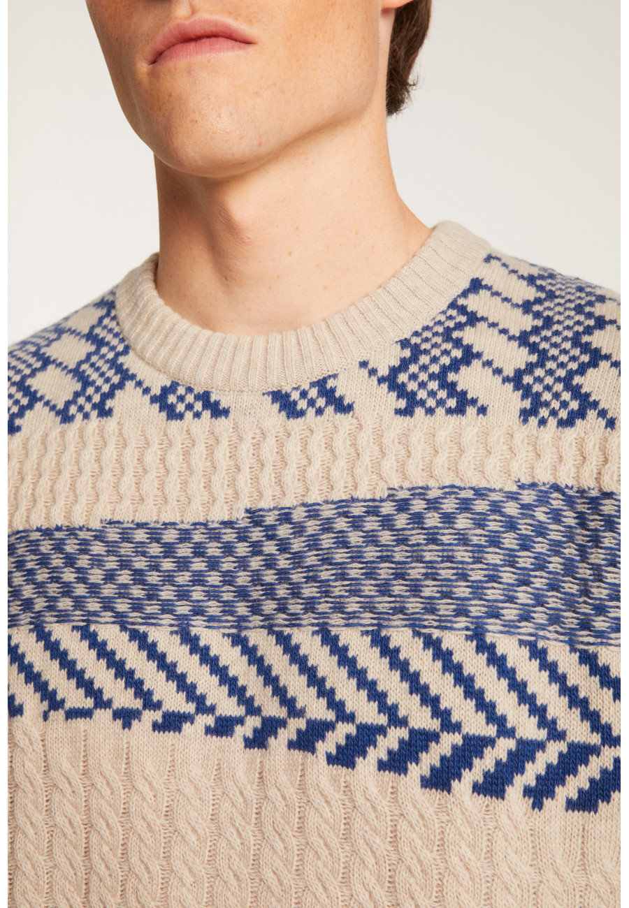 Two-tone merino wool crewneck sweater - Toledo