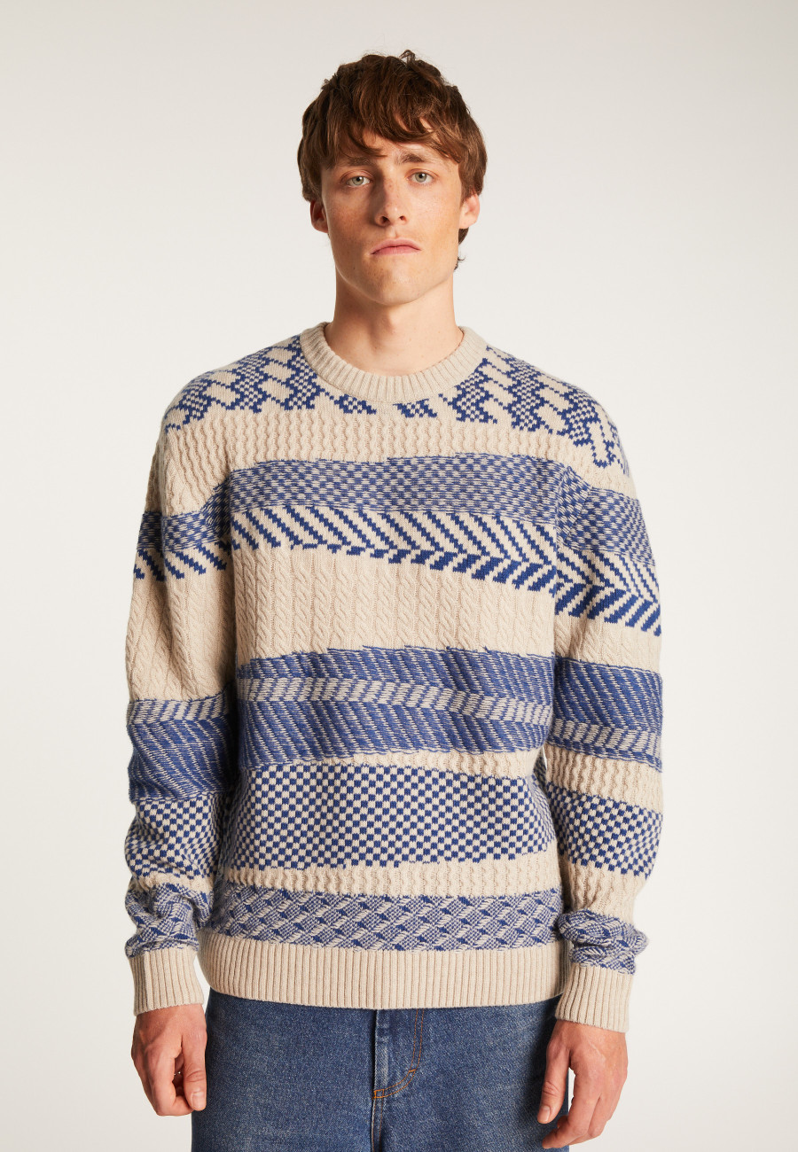 Two-tone merino wool crewneck sweater - Toledo