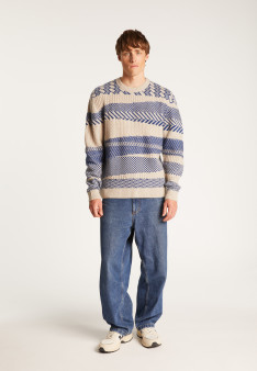 Two-tone merino wool crewneck sweater - Toledo