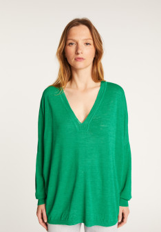 Oversized v-neck flamed linen t-shirt - Beja