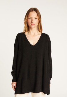 Oversized V-neck sweater in cashmere - Apolline