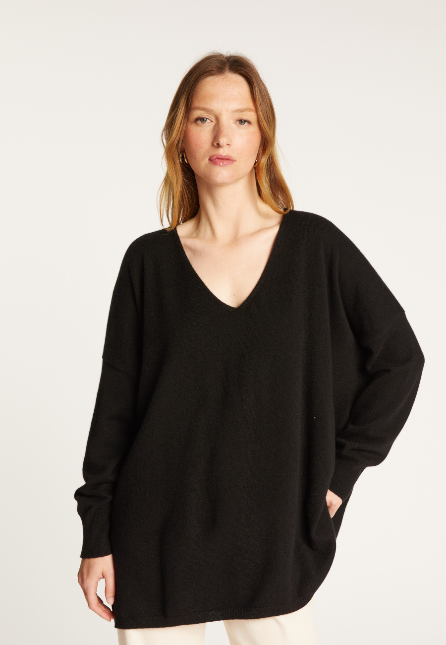 Oversized V-neck sweater in cashmere - Apolline