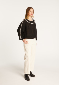 Two-tone round neck sweater in mohair - Renée