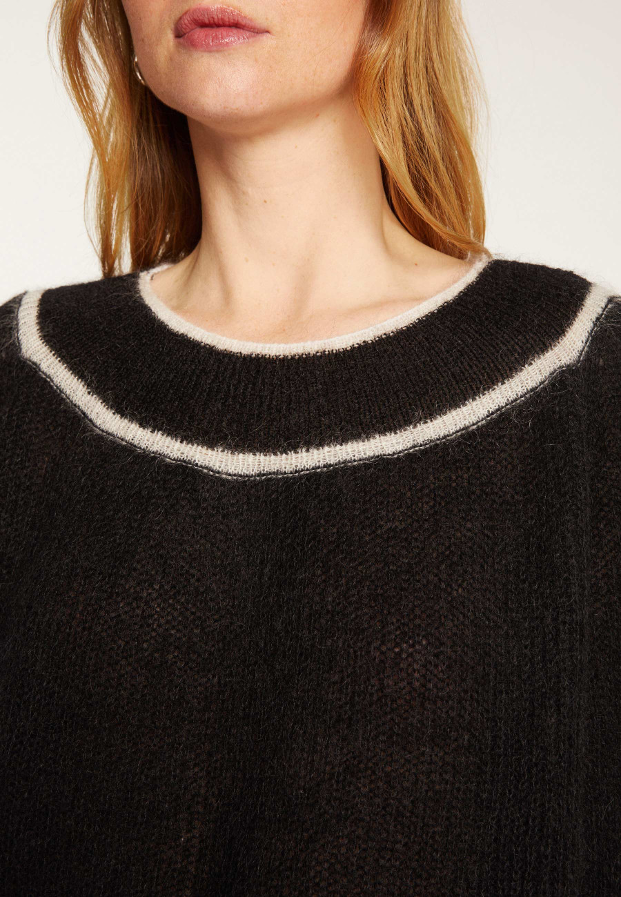 Two-tone round neck sweater in mohair - Renée