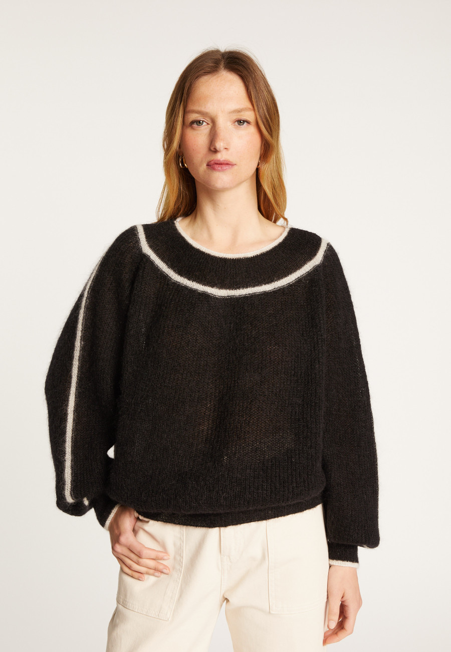 Two-tone round neck sweater in mohair - Renée