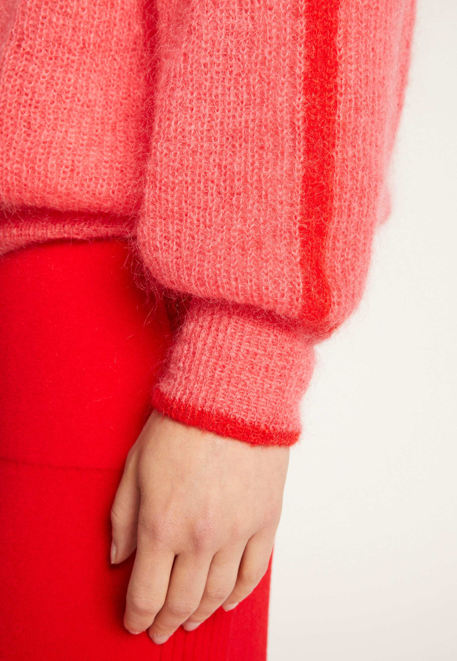 Two-tone round neck sweater in mohair - Renée