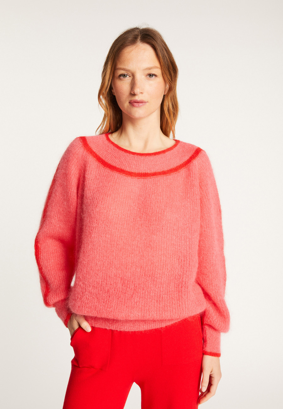 Two-tone round neck sweater in mohair - Renée