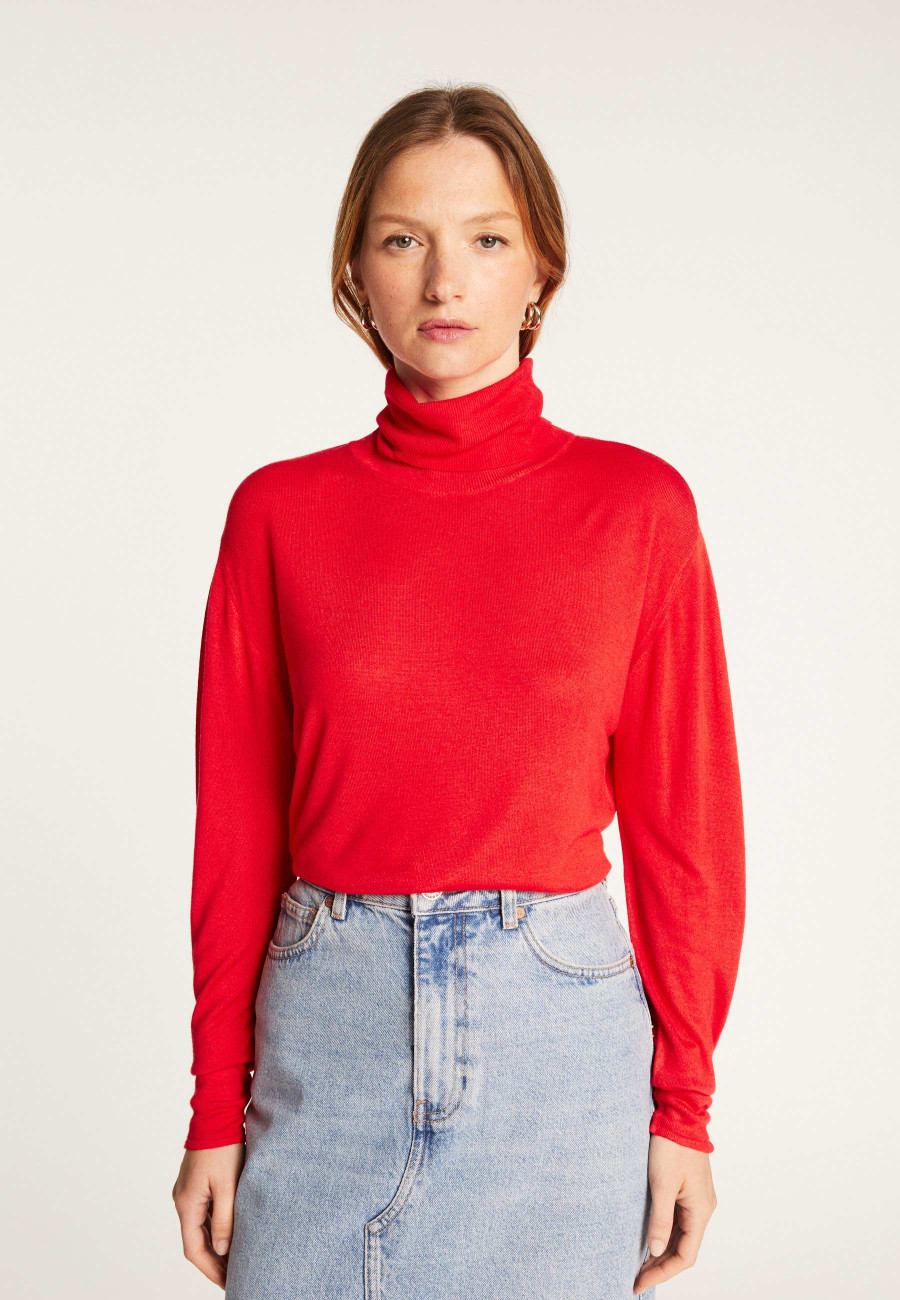 Turtleneck T-shirt in bamboo cashmere fiber - Aéris