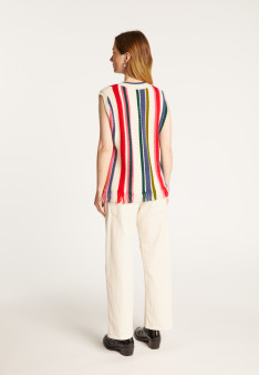 Sleeveless sweater with bayadere stripes - Rosabelle