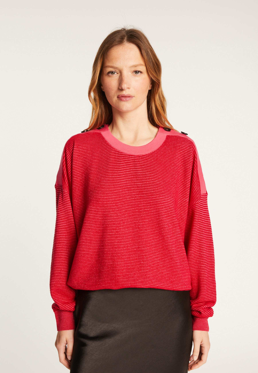 Wool and velvet sweater with shoulder buttons - Rochelle