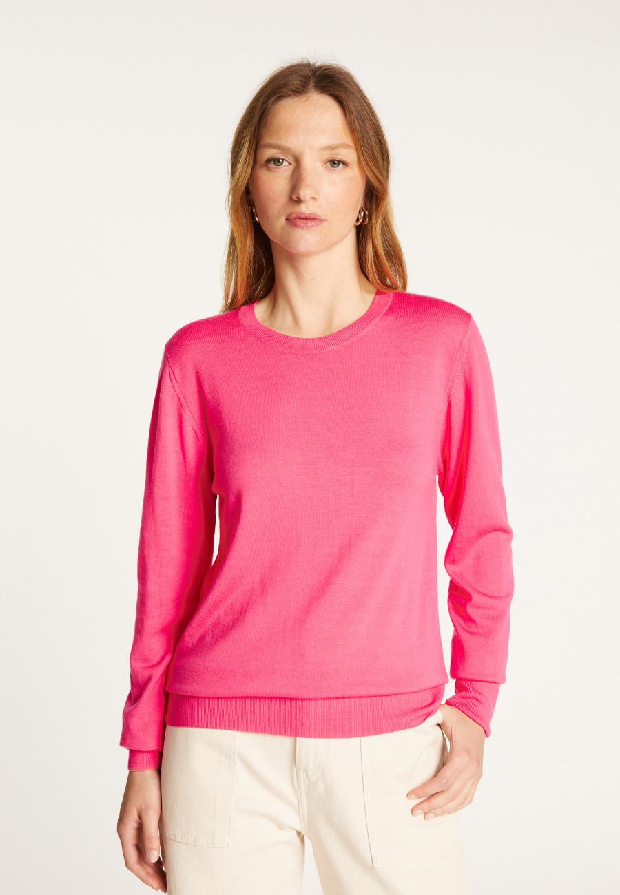 Round neck merino wool sweater - Asena