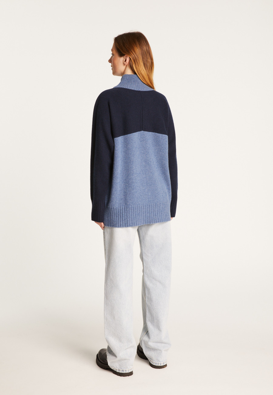 Two-tone high neck cashmere sweater - Roxane bis