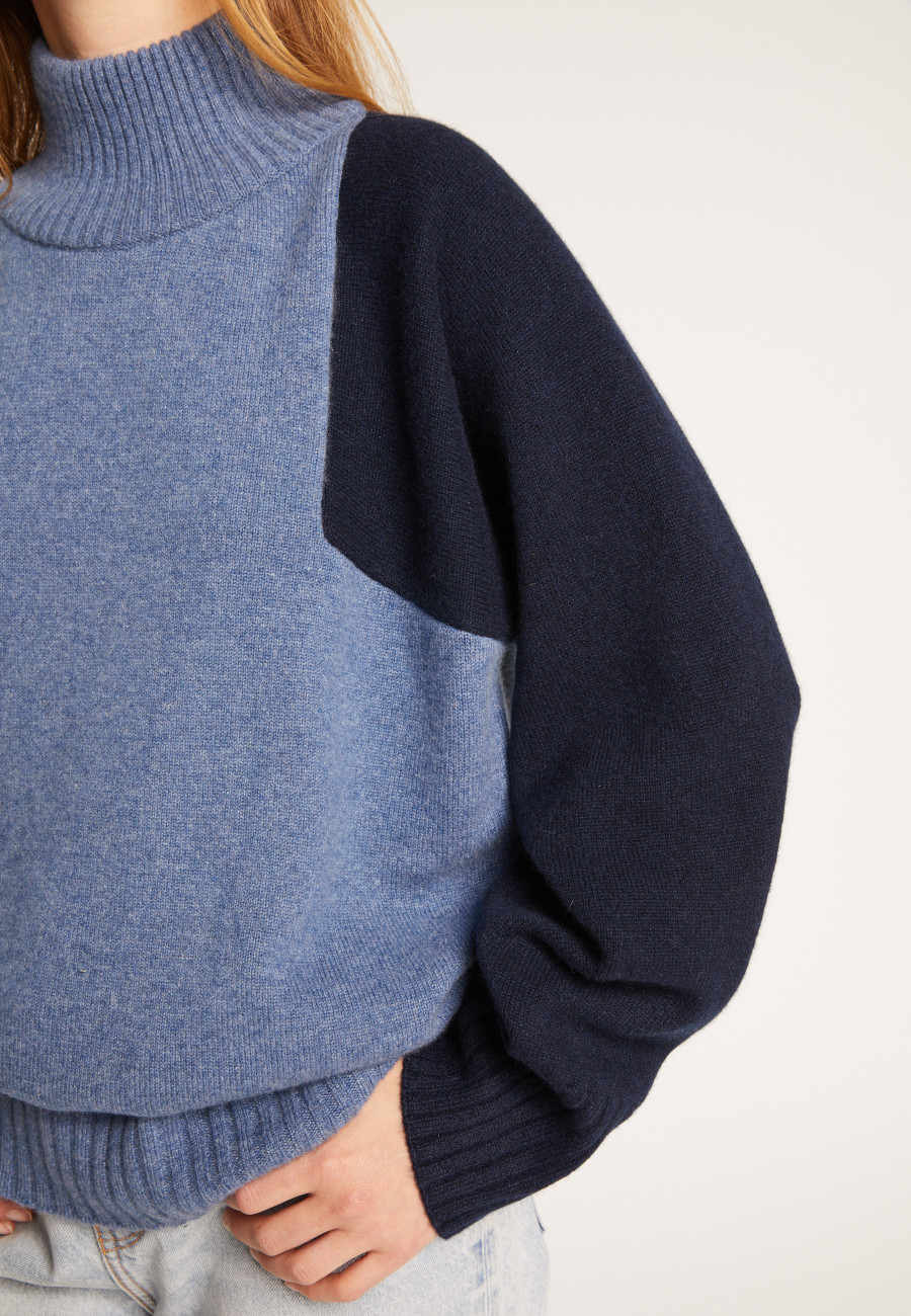 Two-tone high neck cashmere sweater - Roxane bis