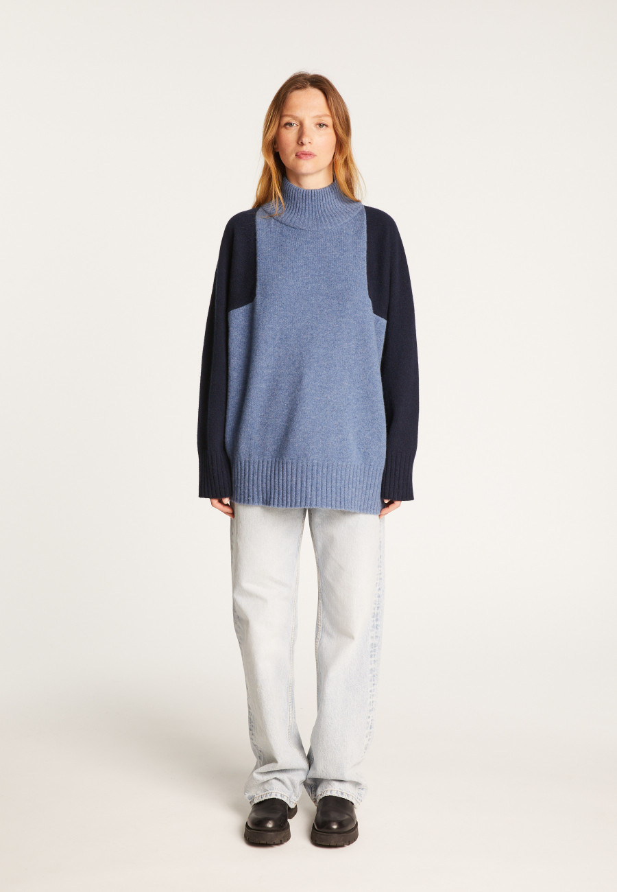 Two-tone high neck cashmere sweater - Roxane bis