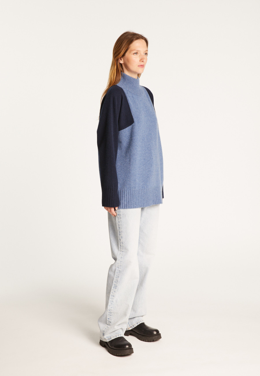 Two-tone high neck cashmere sweater - Roxane bis