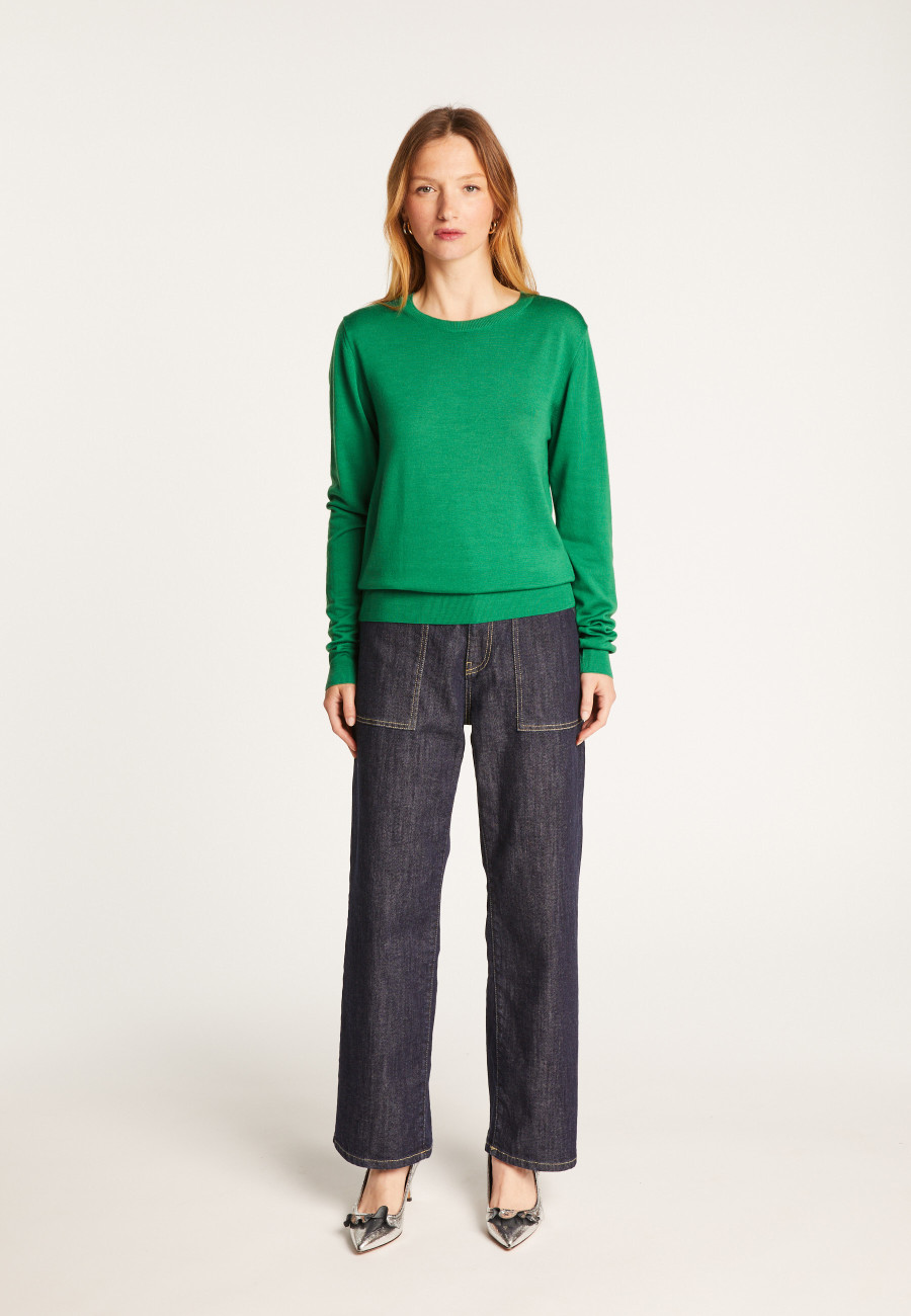 Round neck merino wool sweater - Asena