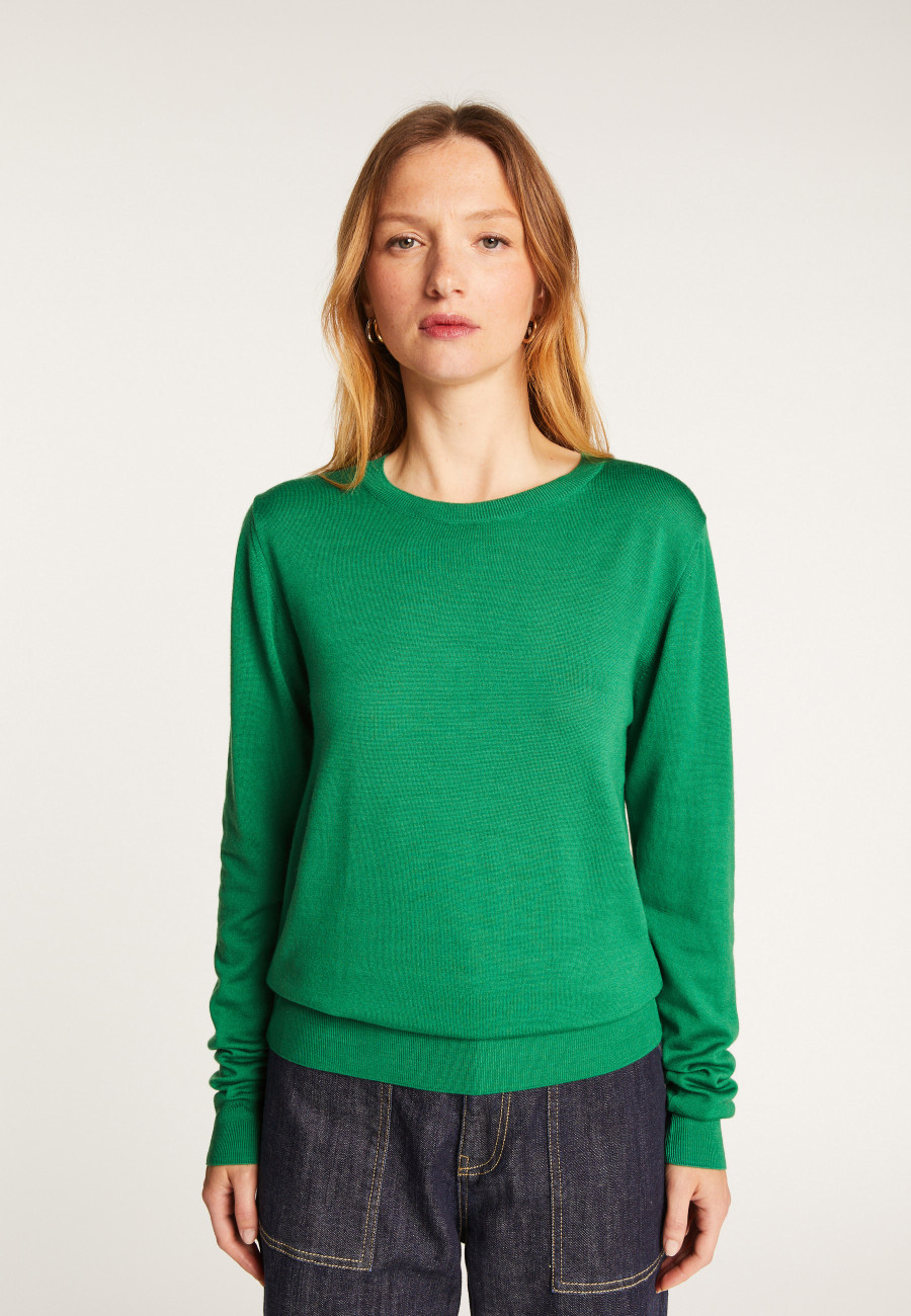 Round neck merino wool sweater - Asena