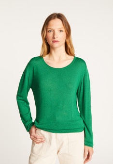 Round neck T-shirt in bamboo cashmere fiber - Aemilia