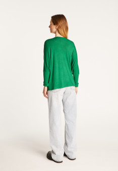 Oversized V-neck T-shirt in bamboo cashmere fiber - Rica