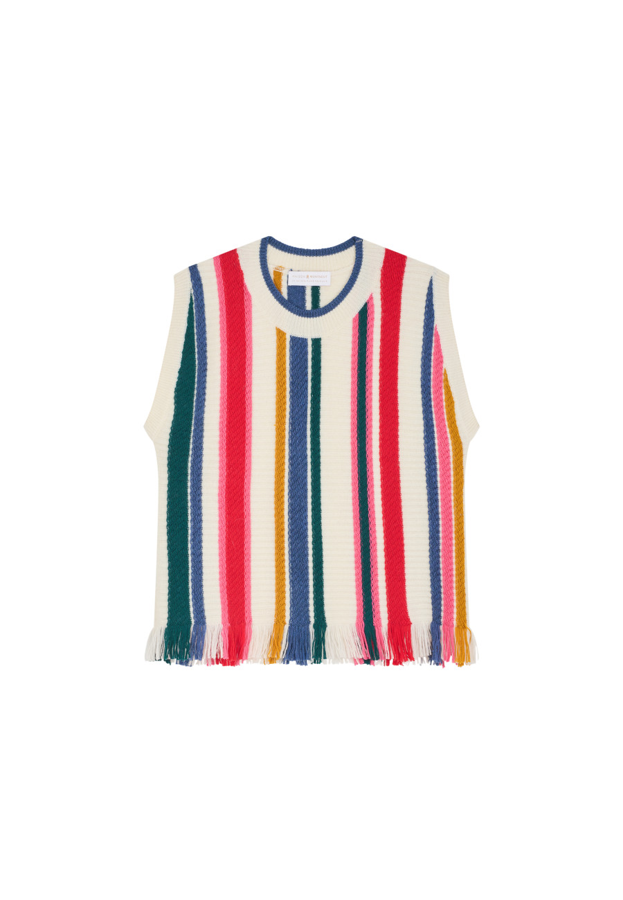 Sleeveless sweater with bayadere stripes - Rosabelle