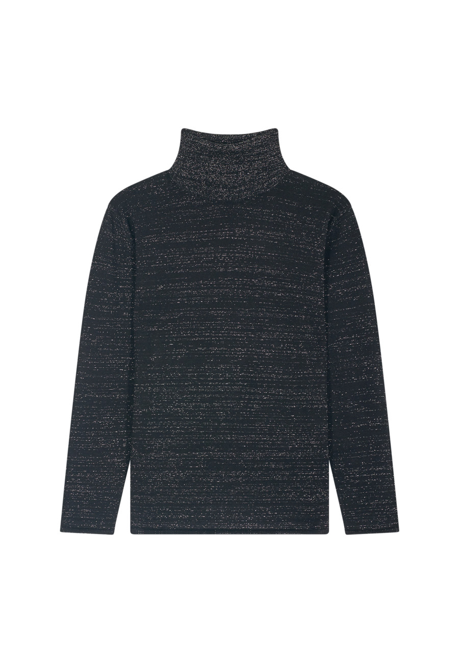 Turtleneck T-shirt in bamboo cashmere lurex fiber - Aéris Lux