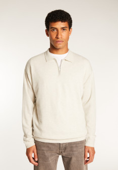 Cashmere Zip-Up Polo Shirt - Taylor