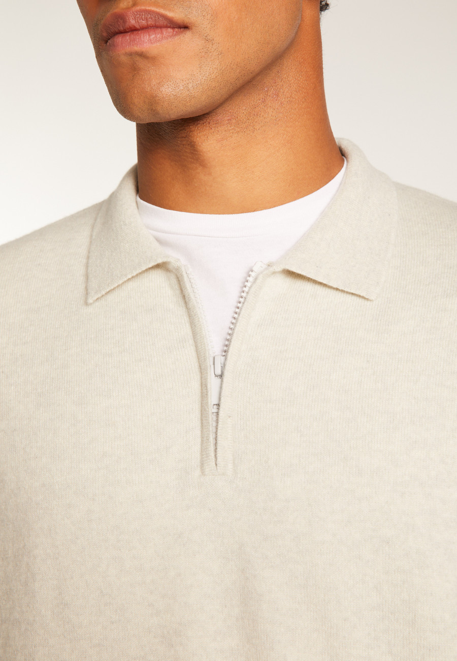 Cashmere Zip-Up Polo Shirt - Taylor