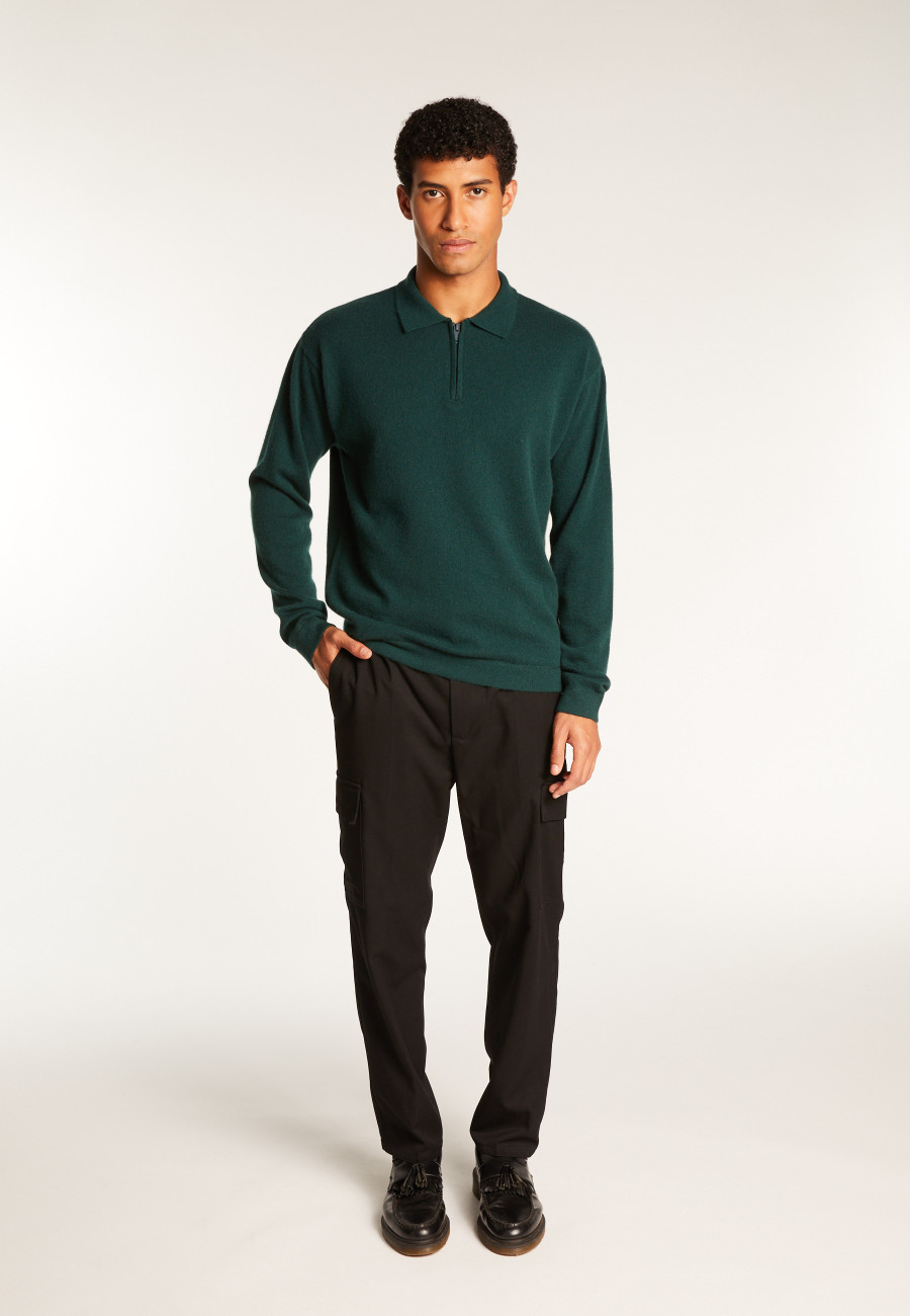 Cashmere Zip-Up Polo Shirt - Taylor