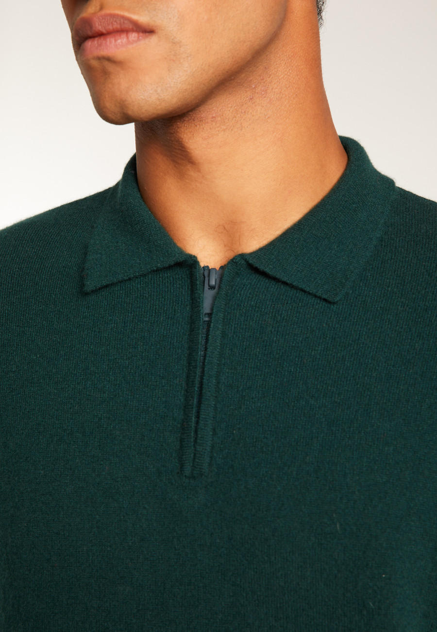 Cashmere Zip-Up Polo Shirt - Taylor