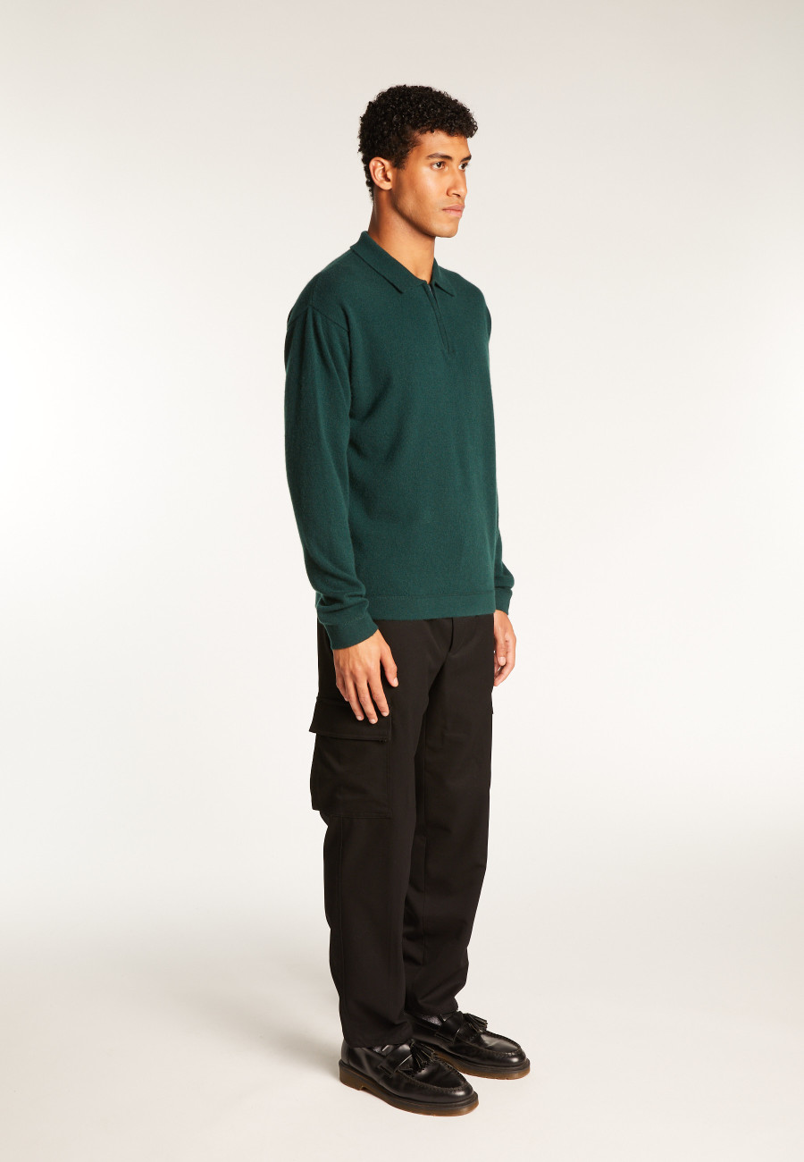 Cashmere Zip-Up Polo Shirt - Taylor