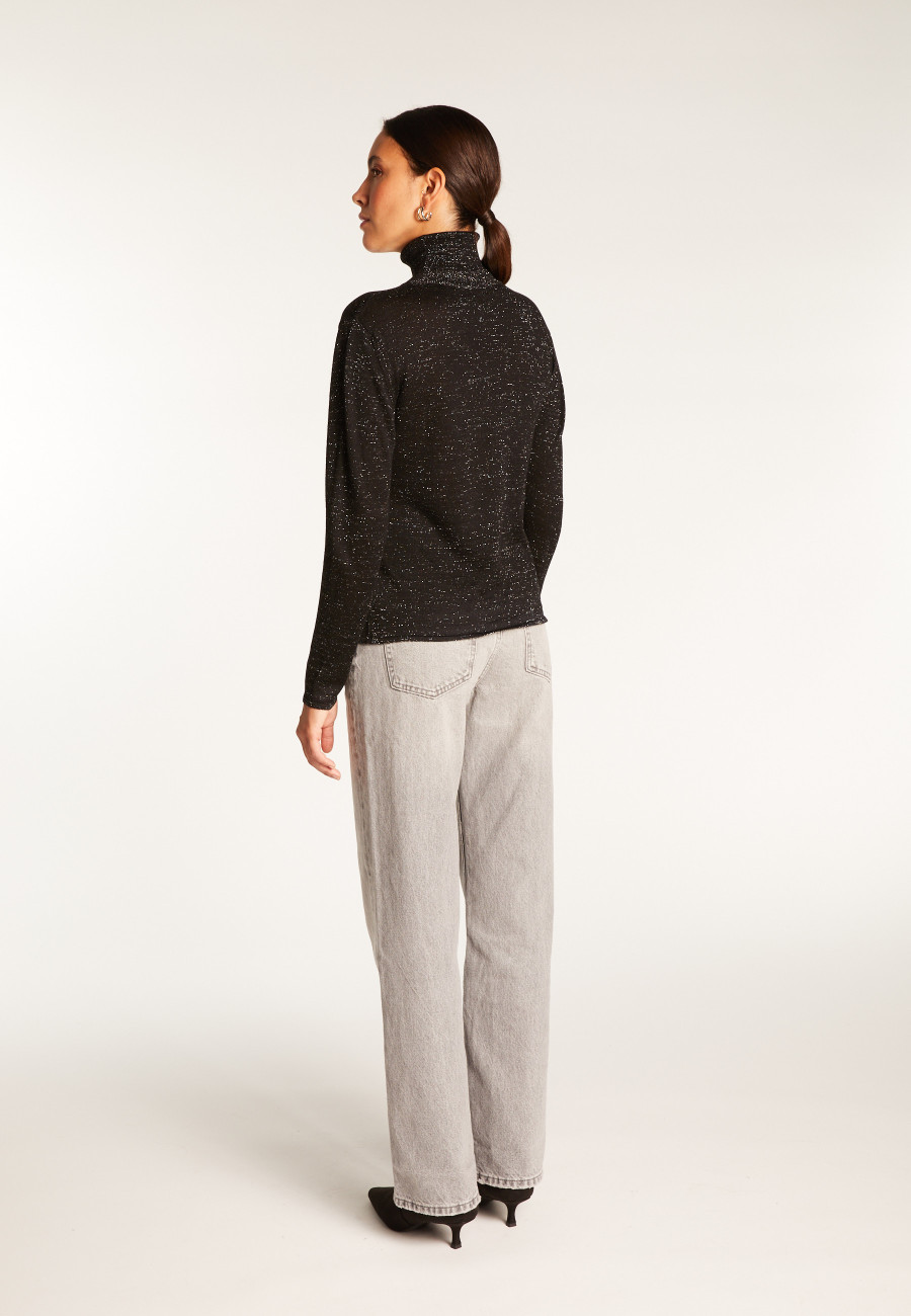 Turtleneck T-shirt in bamboo cashmere lurex fiber - Aéris Lux