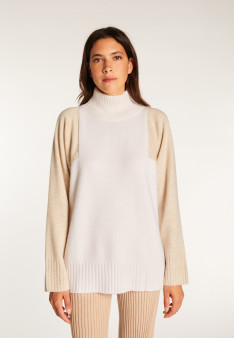 Two-tone high neck cashmere sweater - Roxane bis