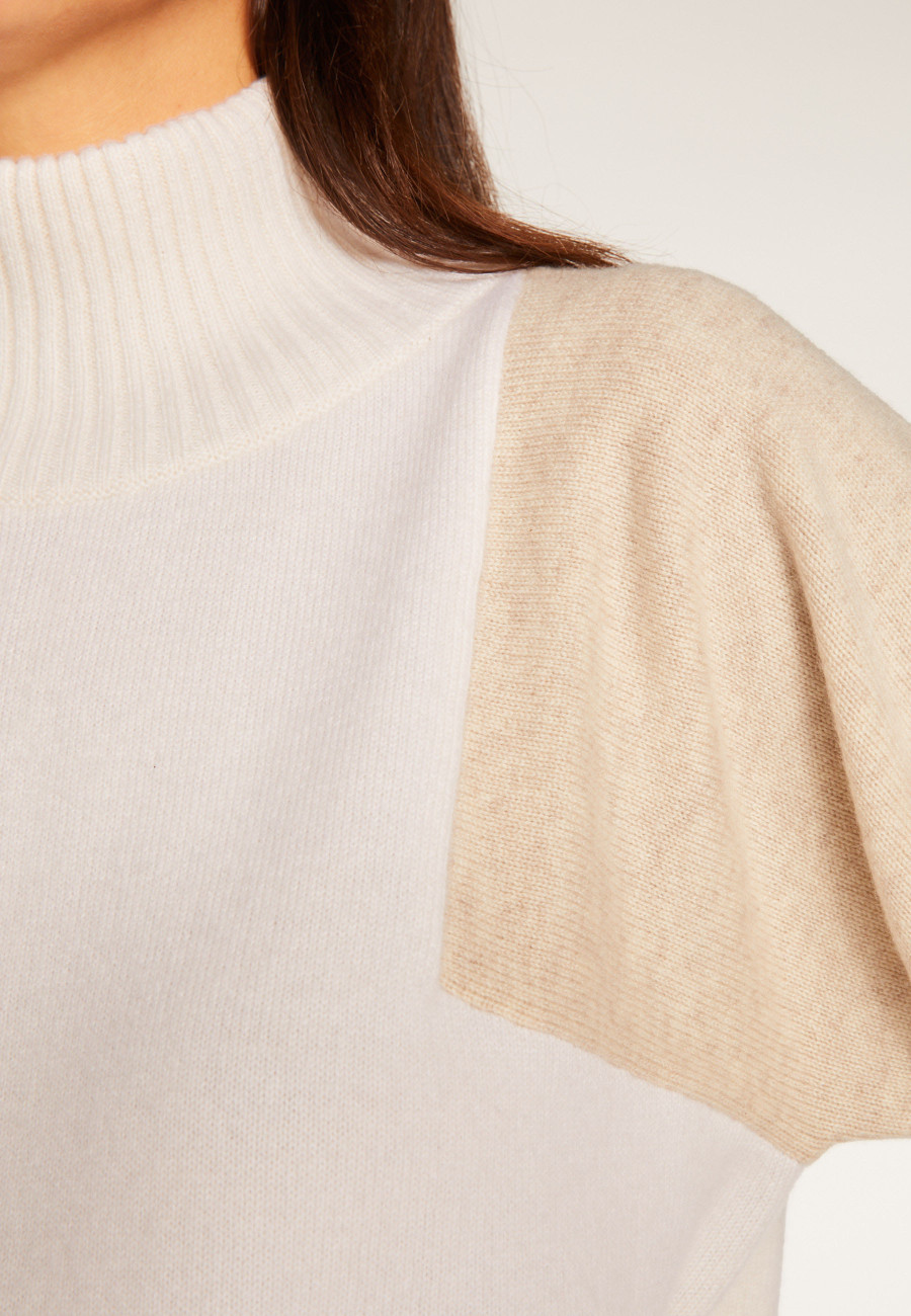 Two-tone high neck cashmere sweater - Roxane bis