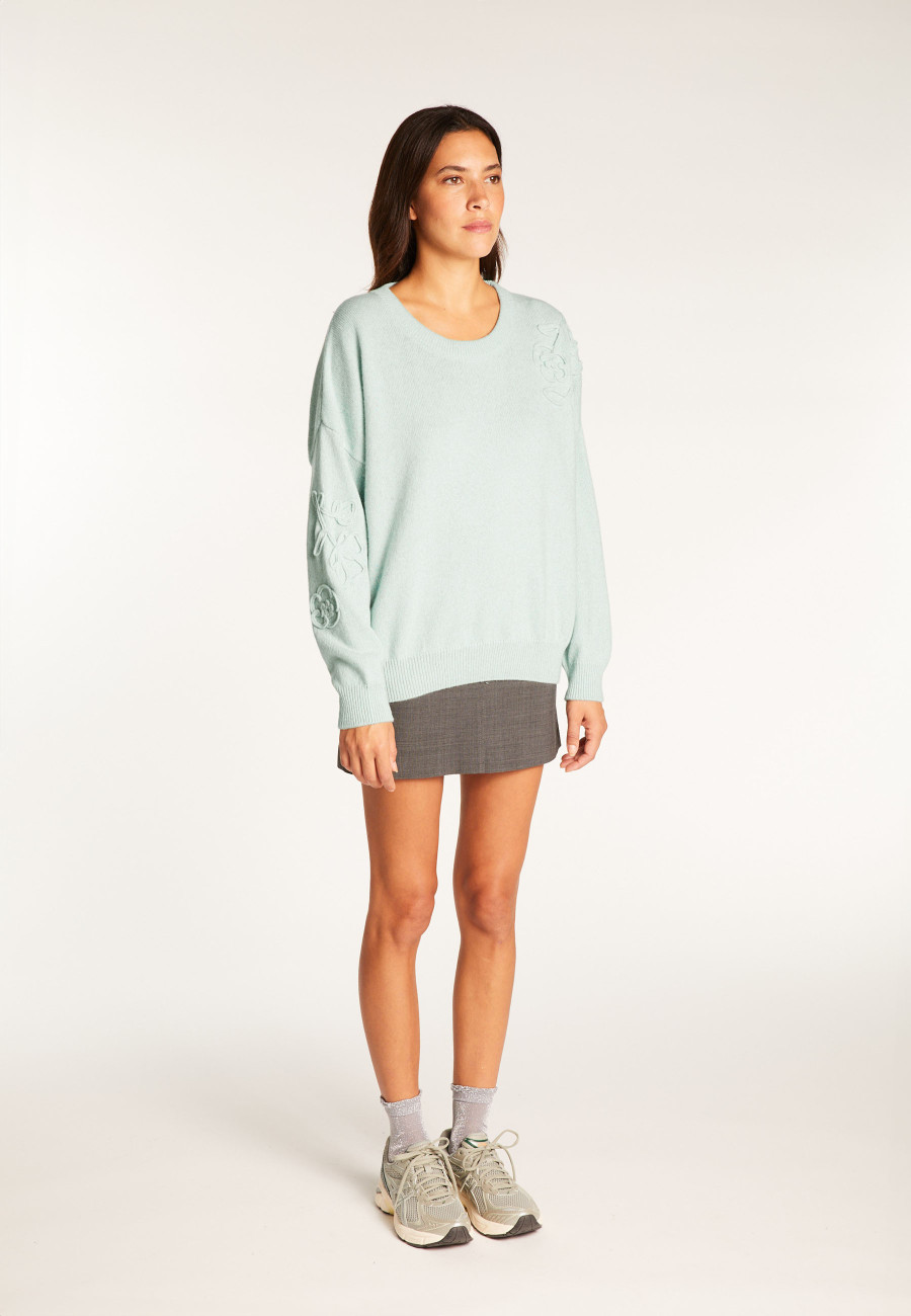 Embroidery sweater in wool and cashmere - Rachel