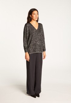 Batwing sleeve wool and lurex sweater - Boxe Lux