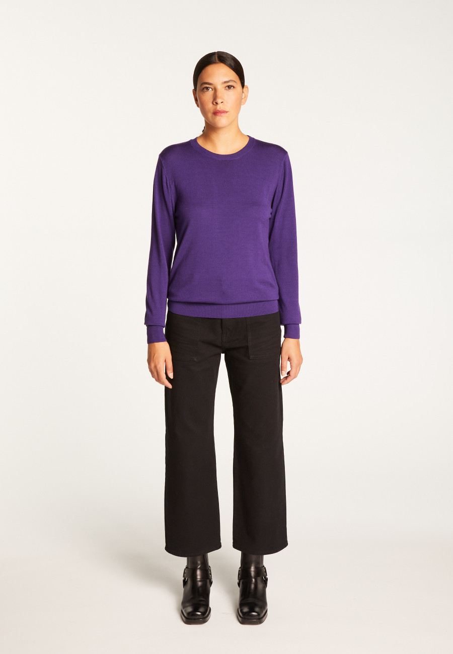 Round neck merino wool sweater - Asena