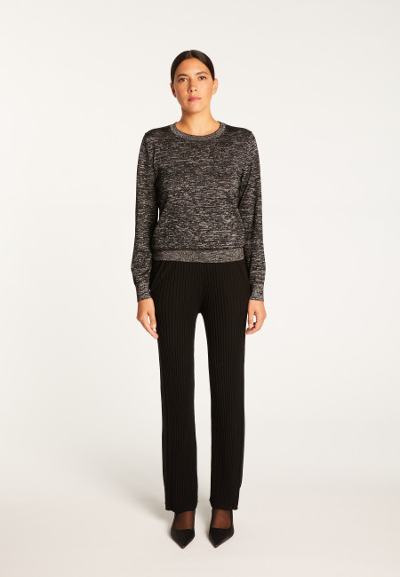 Round neck sweater in lurex merino wool - Asena Lux