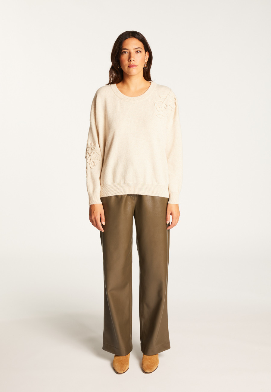 Embroidery sweater in wool and cashmere - Rachel