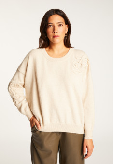 Embroidery sweater in wool and cashmere - Rachel