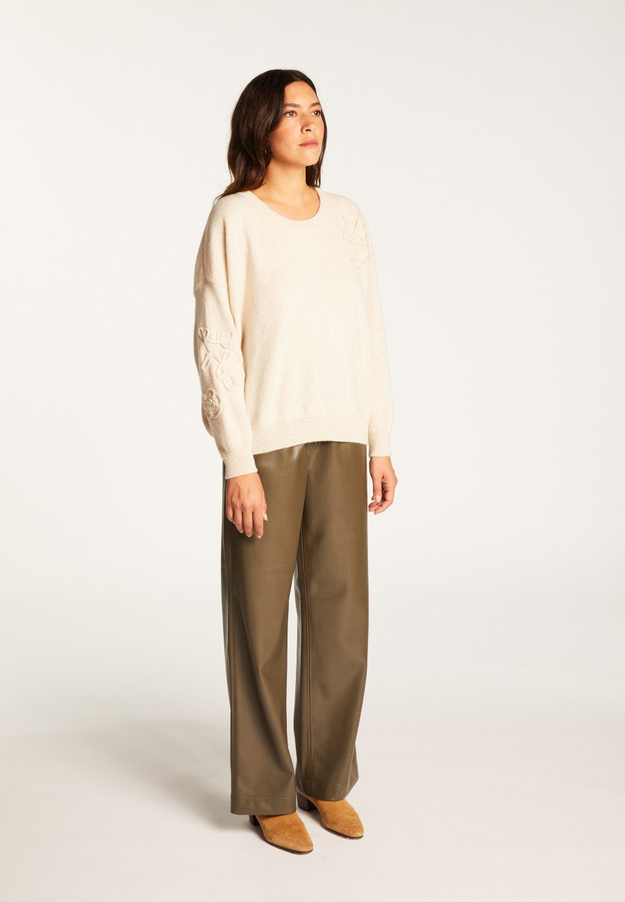 Embroidery sweater in wool and cashmere - Rachel