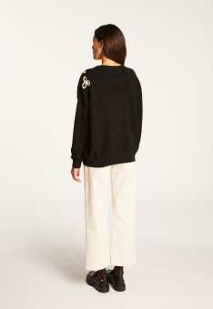 Embroidery sweater in wool and cashmere - Rachel