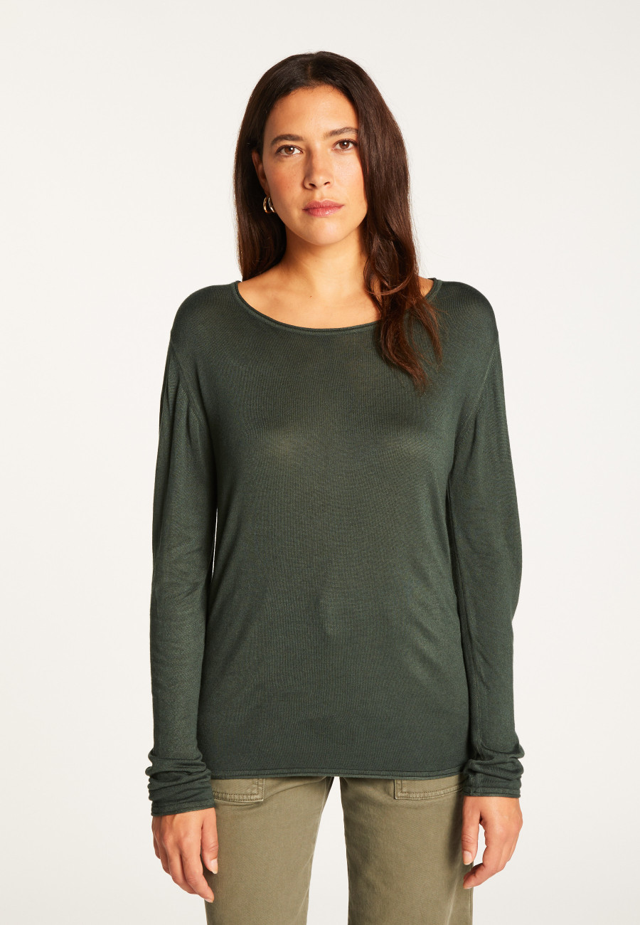 Round neck T-shirt in bamboo cashmere fiber - Aemilia